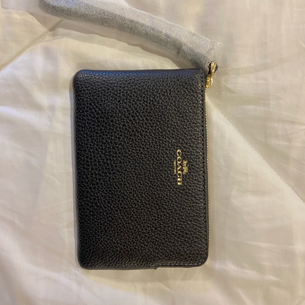 Coach Black Pebbled Leather Wristlet